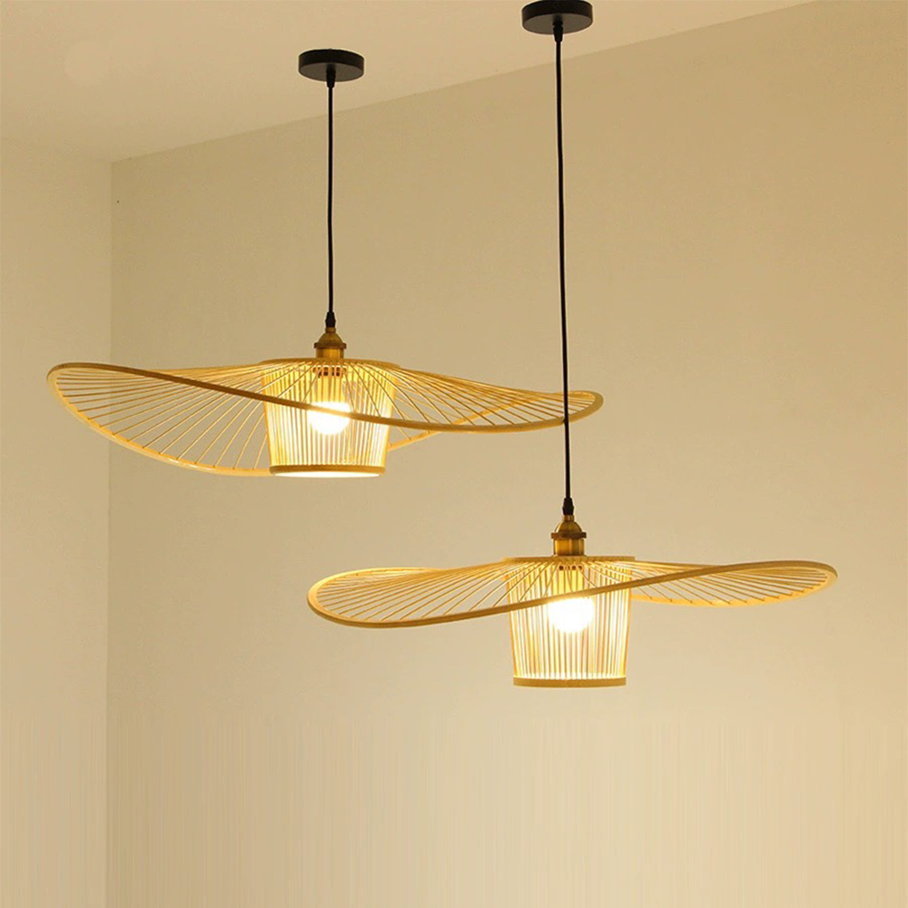 Rattan Pendant Light - Vintage Bamboo Woven Natural Design