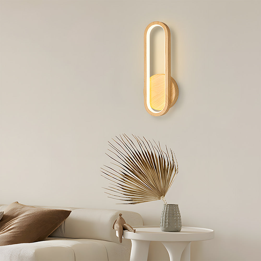 Retro Wood LED Wall Light - Rustic Living Room Fixture