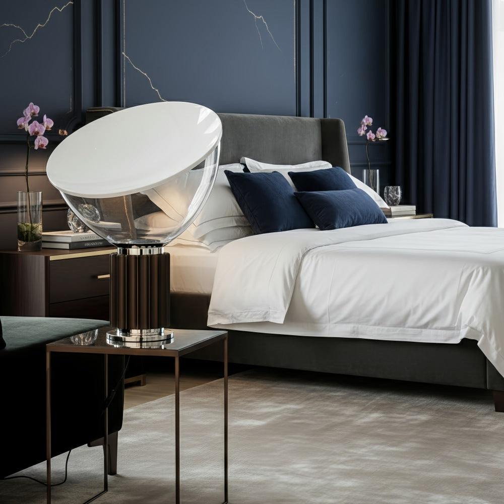 Bowlum Modern Glass Table Lamp - Iconic Bowl Shaped Ambient Light for Living Room N46