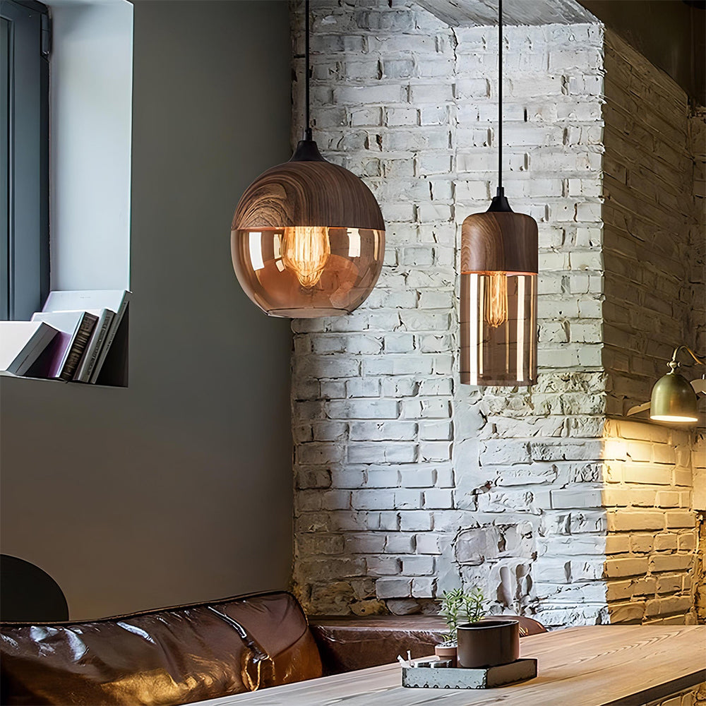 Organic Crystal Pendant Light - Retro Brown Fixture for Dining Room