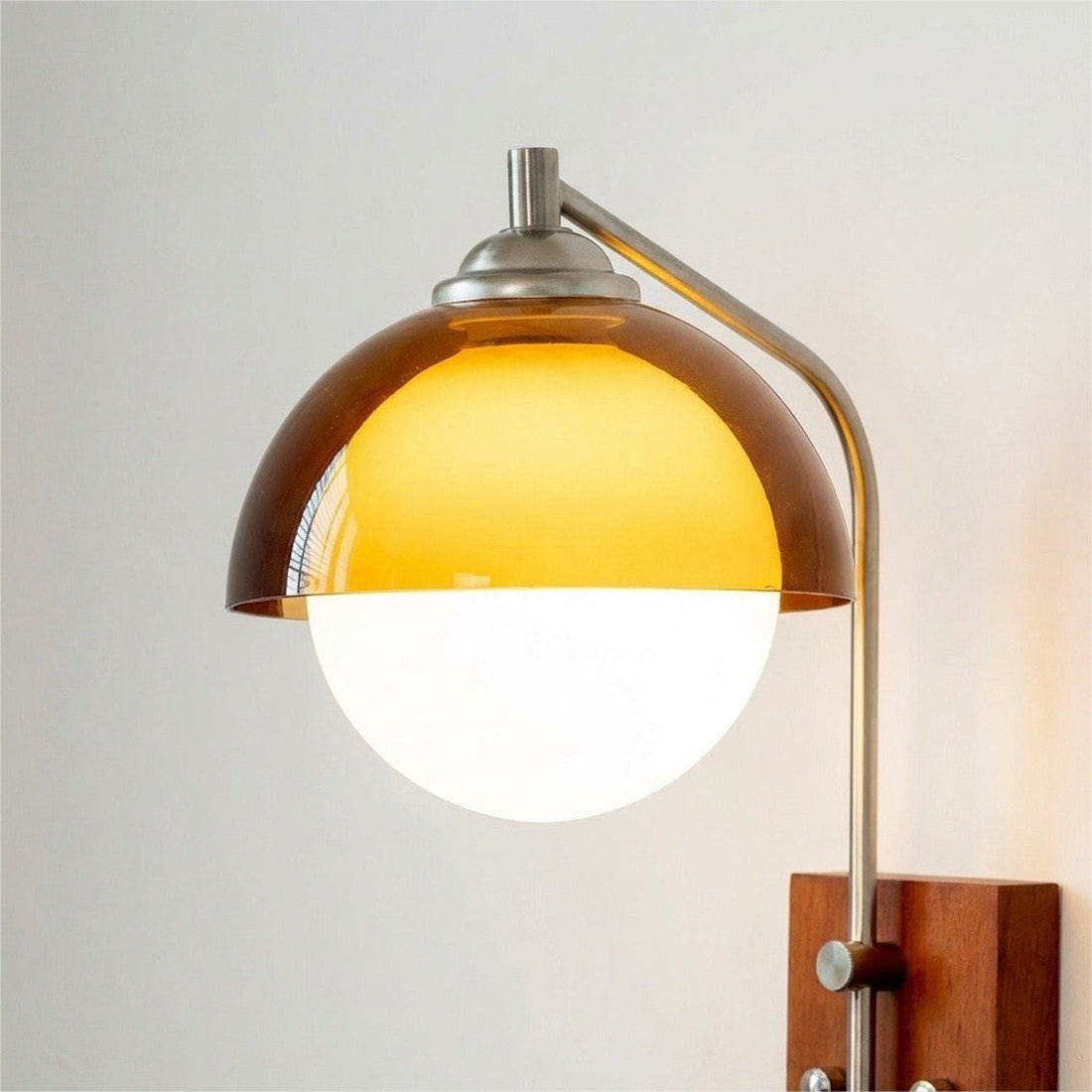 Afterglow Modern Sunset Wall Lamp – Dual Glass Shade Design with Wood-Texture Base