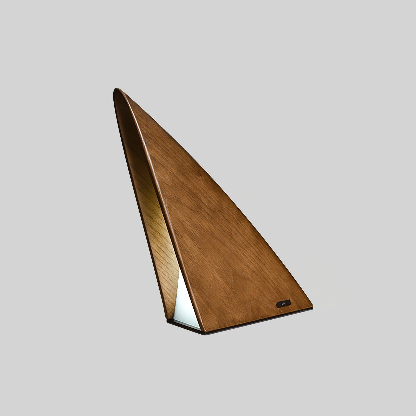 Triangular Table Lamp - Wooden Rechargeable LED for Bedroom & Office