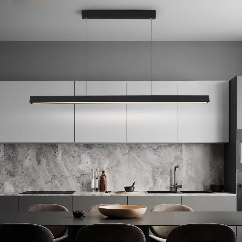 Schwarzer linearer Industrie-Kronleuchter aus Metall