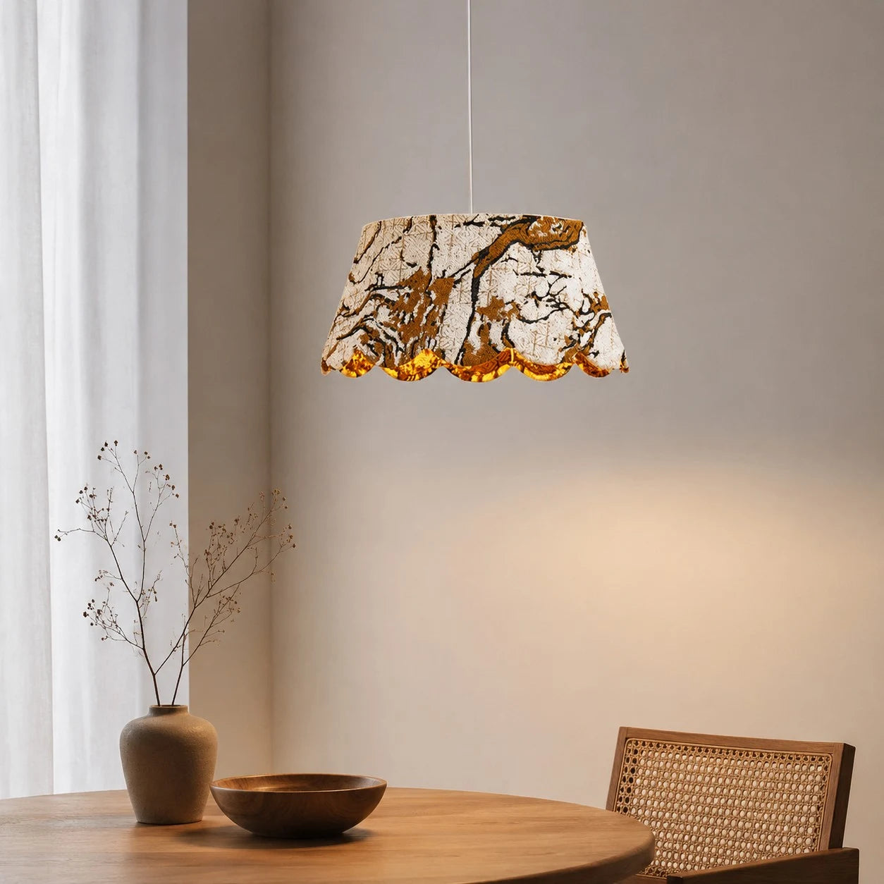 Vintage Floral Fabric Pendant Light, 47 cm