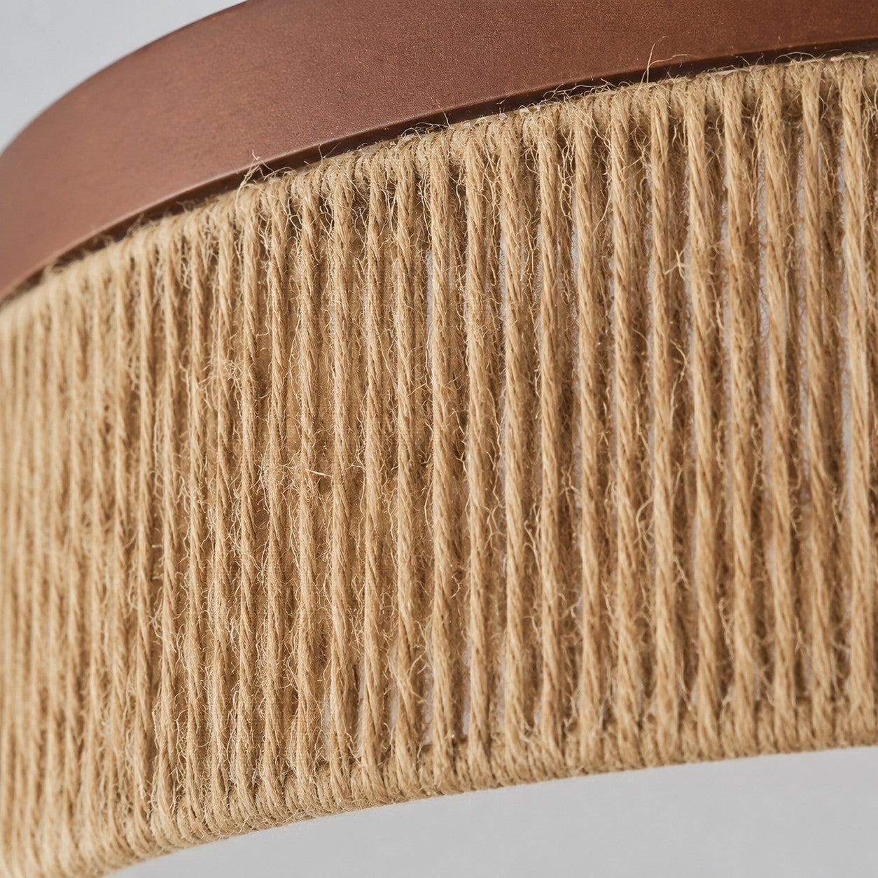 Wabi-Sabi-LED-Deckenleuchte aus massivem Holz und geflochtenem Seil