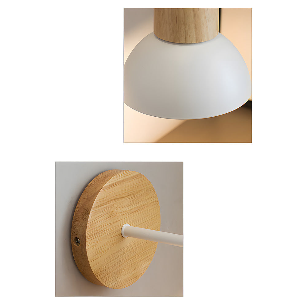 Modern Wooden Wall Light - Semicircular lampshade Fixture for Bedroom