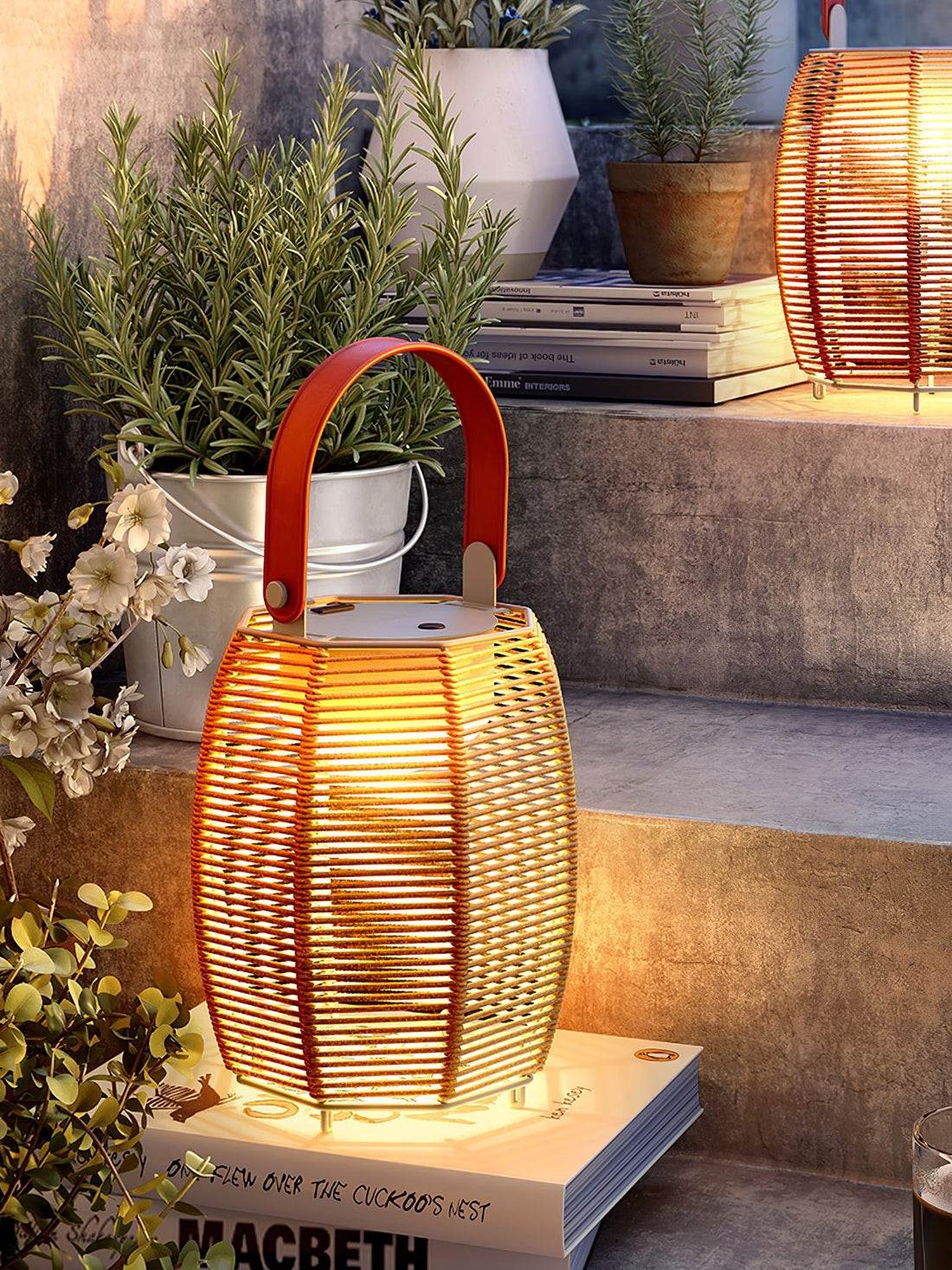 Lantern Built-in Battery Table Lamp - Portable Lamp for Bedroom