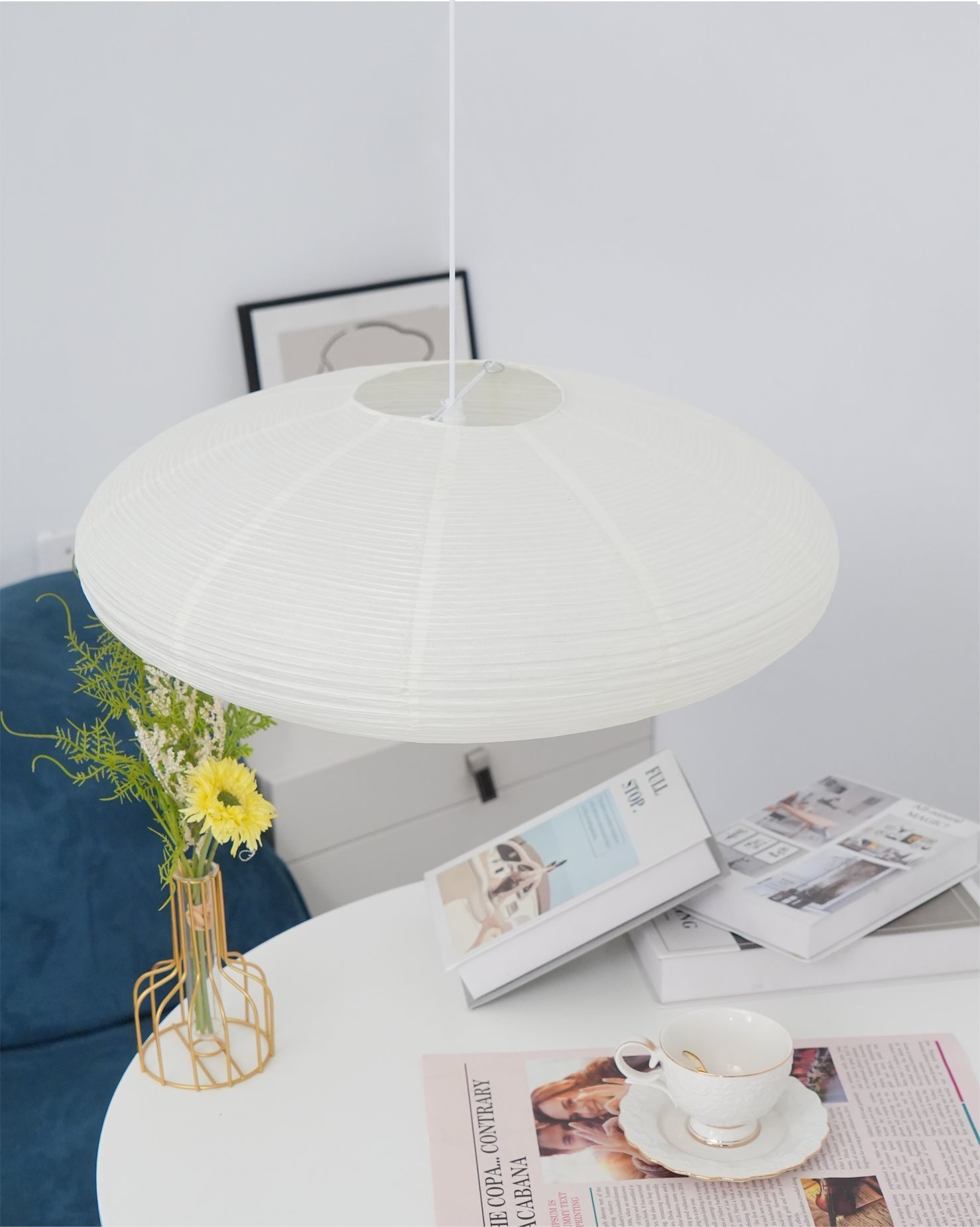 Washi Paper Pendant Lamp - Handcrafted Mulberry Light for Cozy Room