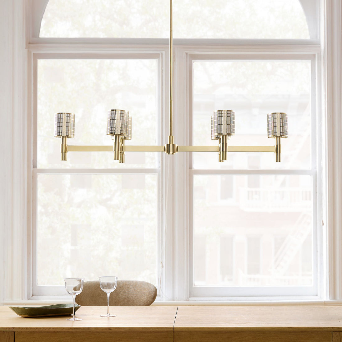Galvia Adjustable Metal Chandelier  - 6-Light Champagne Bronze Design