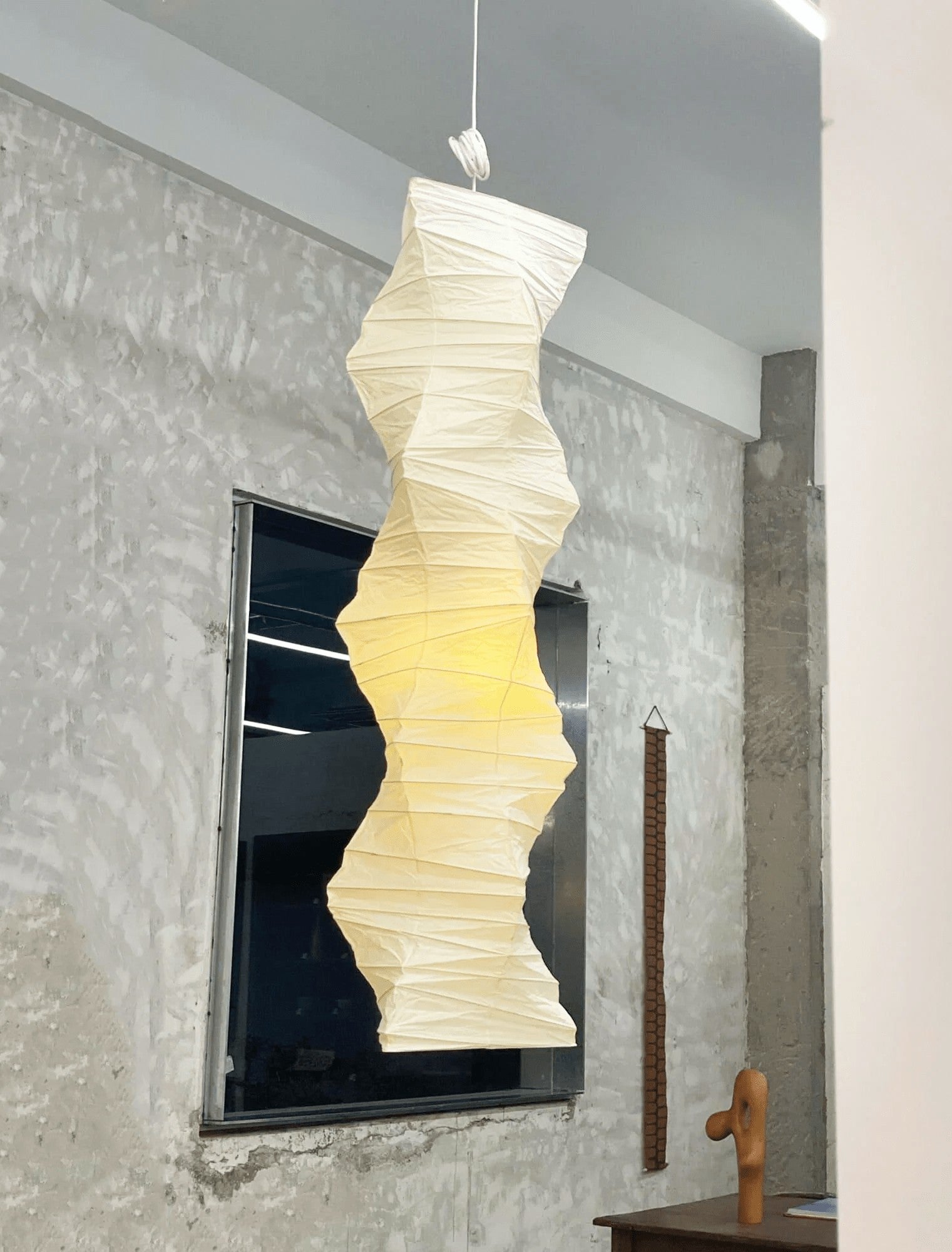 Strukturierte Washi-Papier-Kabelpendelleuchte