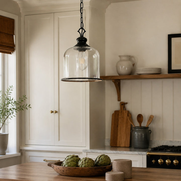 Vintage Glas-Metall-Pendelleuchte