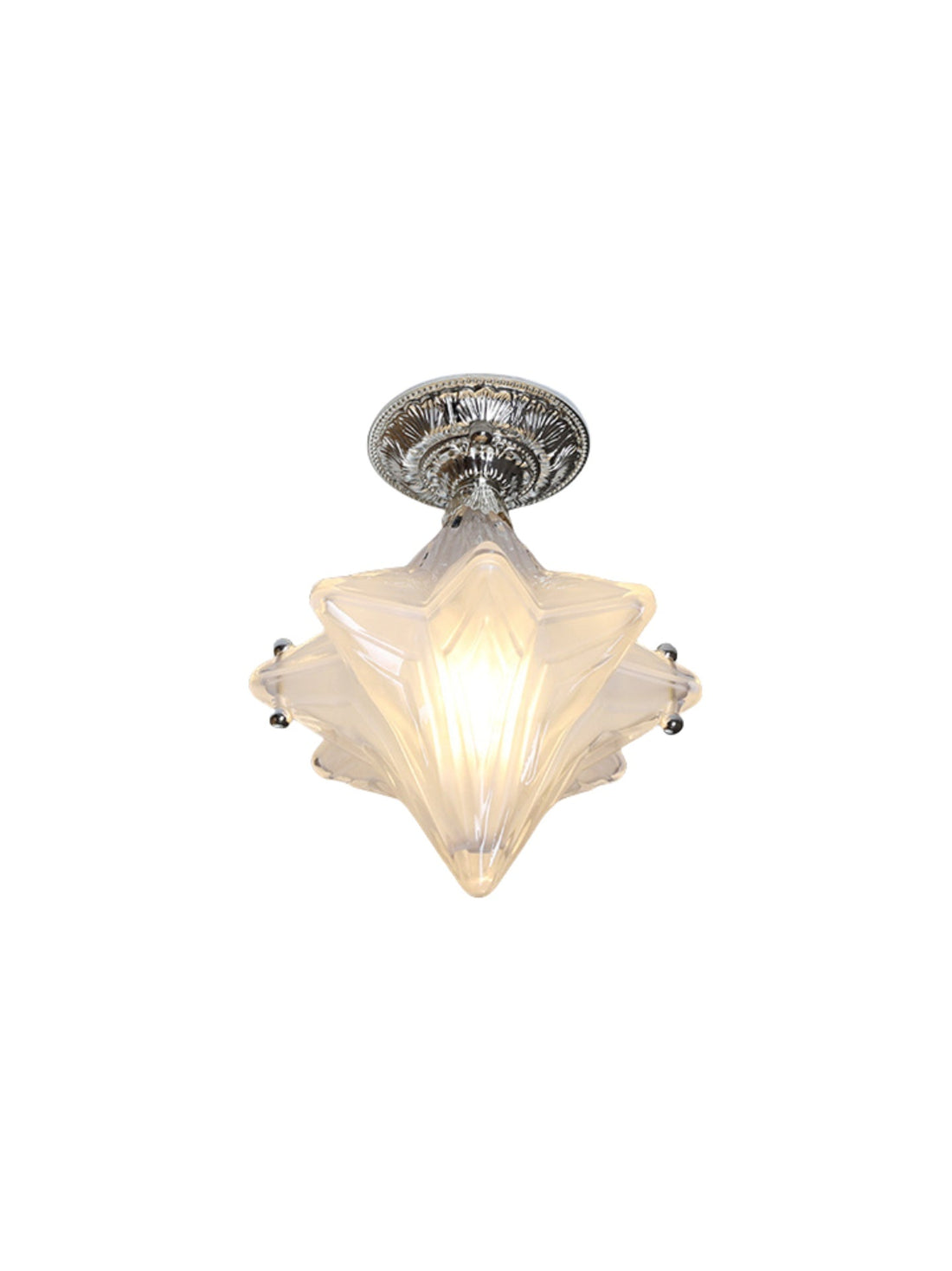 Art Deco Star Ceiling Lamp - Frosted Glass Fixture for Hallway & Entryway - Astris Ceres