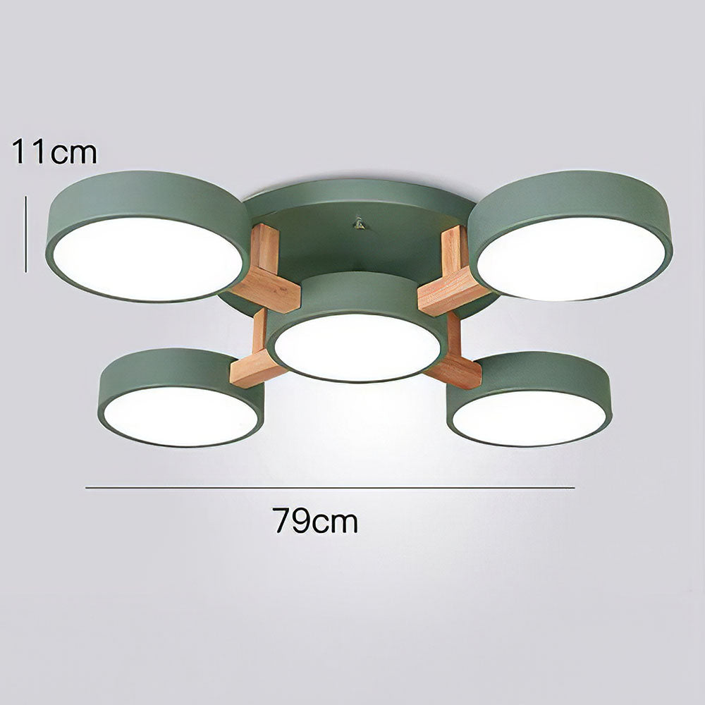 LED Ceiling Light – Modern Iron Wood Fixture for Bedroom Ambiance