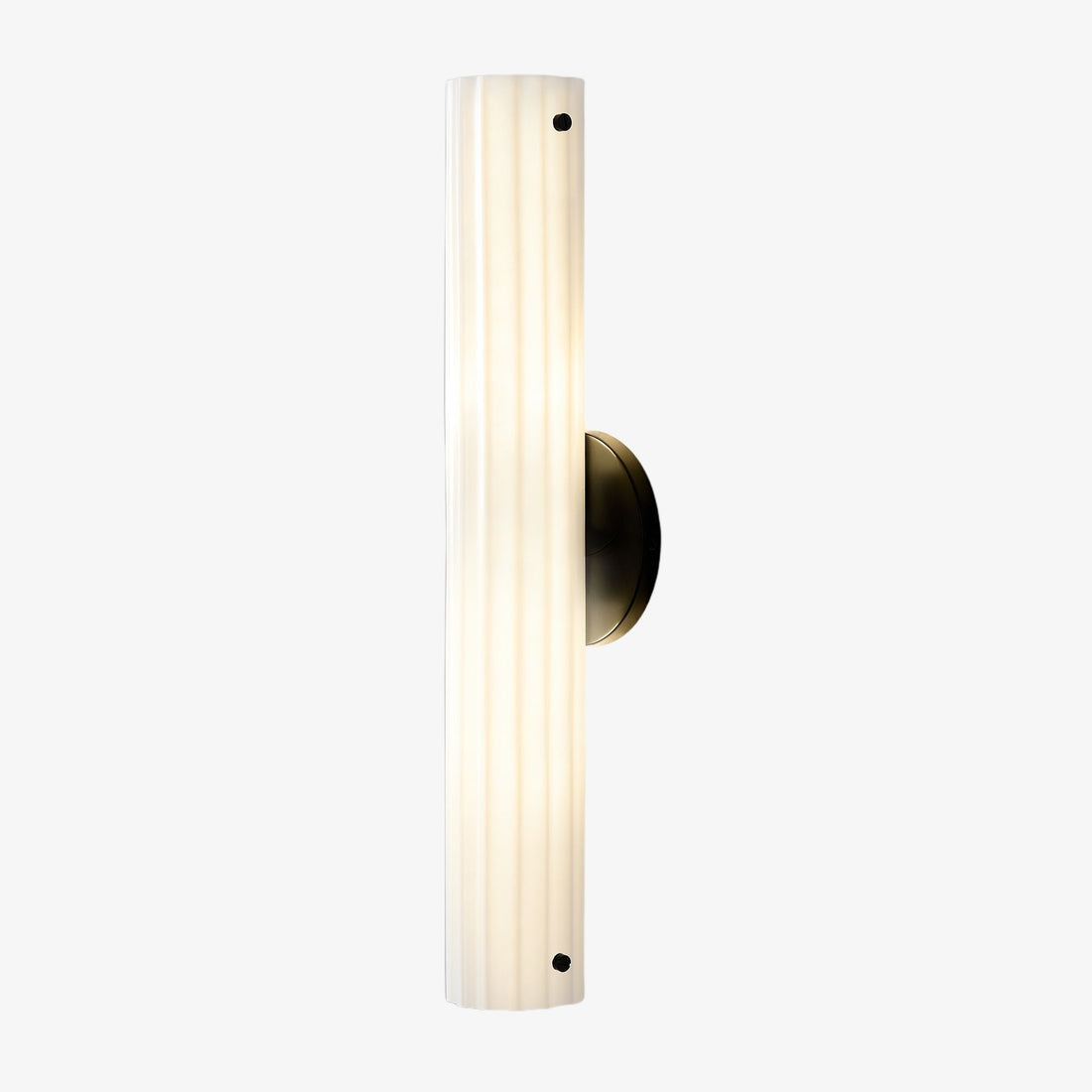 Trenia Stahl-Wandleuchte mit Milchglasschirm – Vertikal geripptes Design