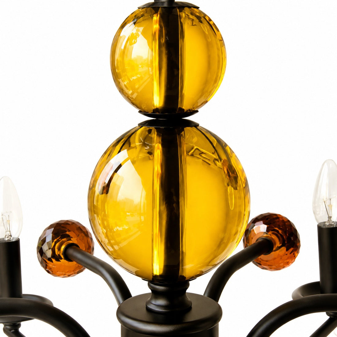 Amber Glass French Candle Chandelier