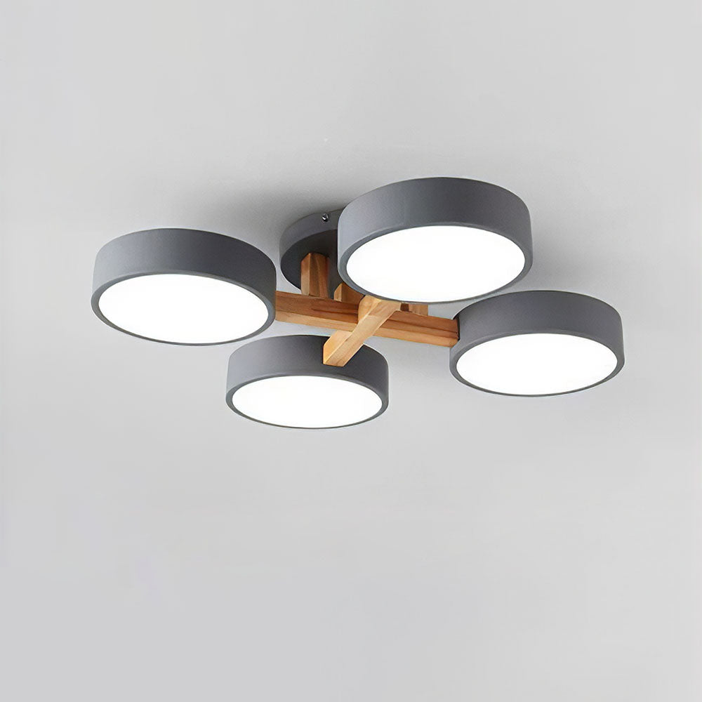 LED Ceiling Light – Modern Iron Wood Fixture for Bedroom Ambiance