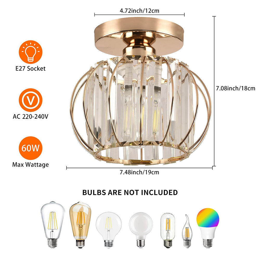 Luxury Crystal Ceiling Light - Striped Metal Ceiling Lamp for Aisle