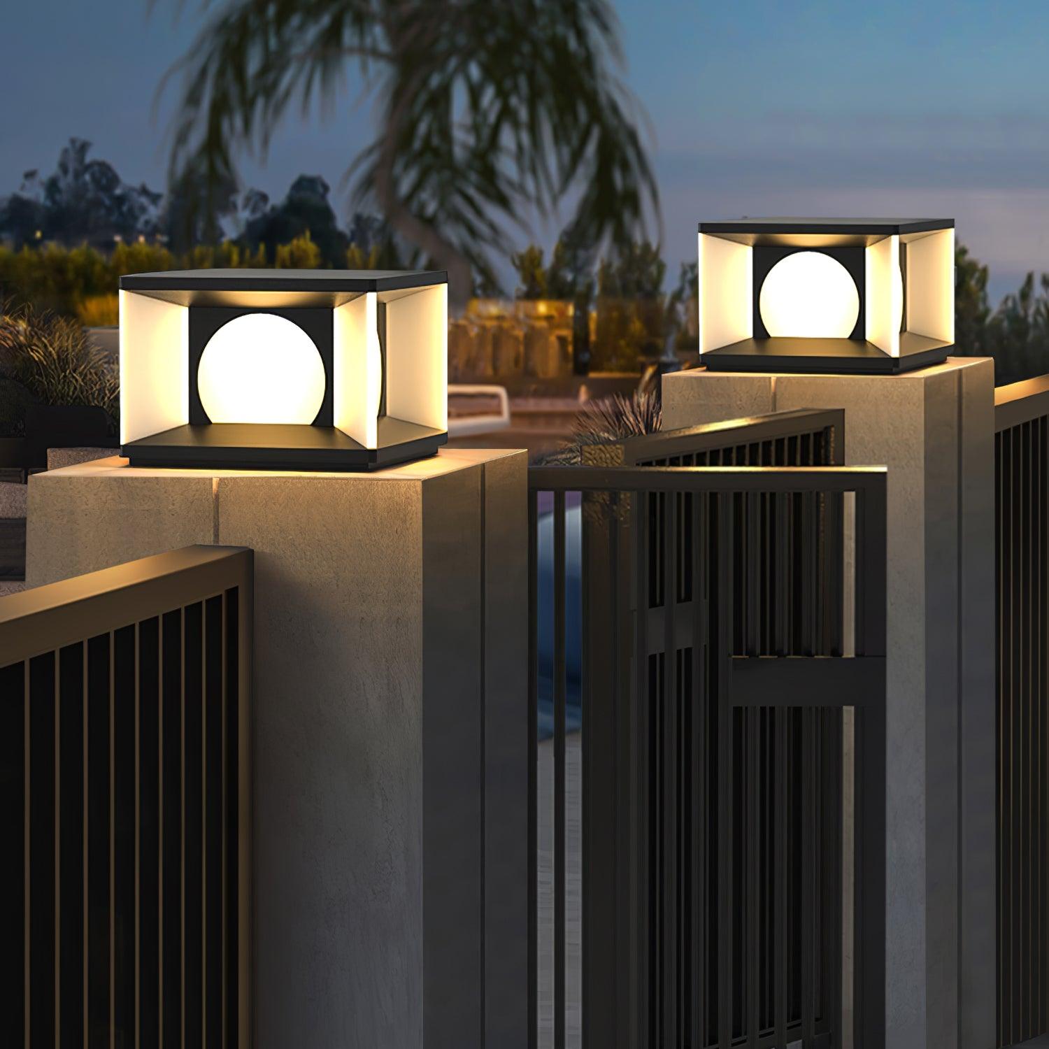 Eclipse Cube Outdoor Post Light - Weatherproof Garden & Pathway Lighting