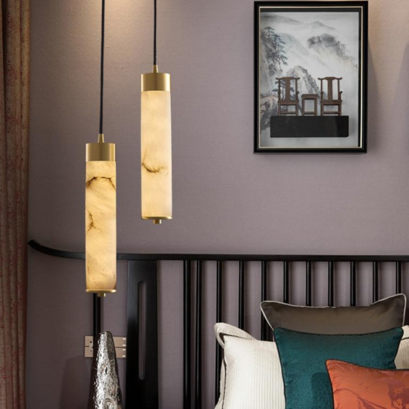 New Chinese Style Long Strip Whitehe Alabaster Pendant Lamp