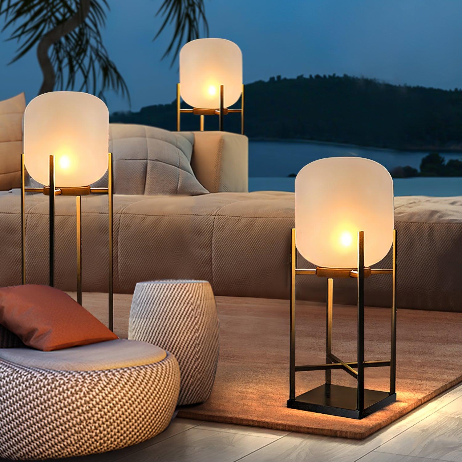 Lantern Floor Lamp - Solar LED Light for Garden, Patio & Outdoor Pathway