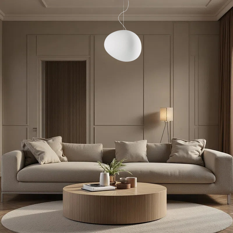 Gregg Pendant Light - Glass Opal Pebble Lamp For Living Room