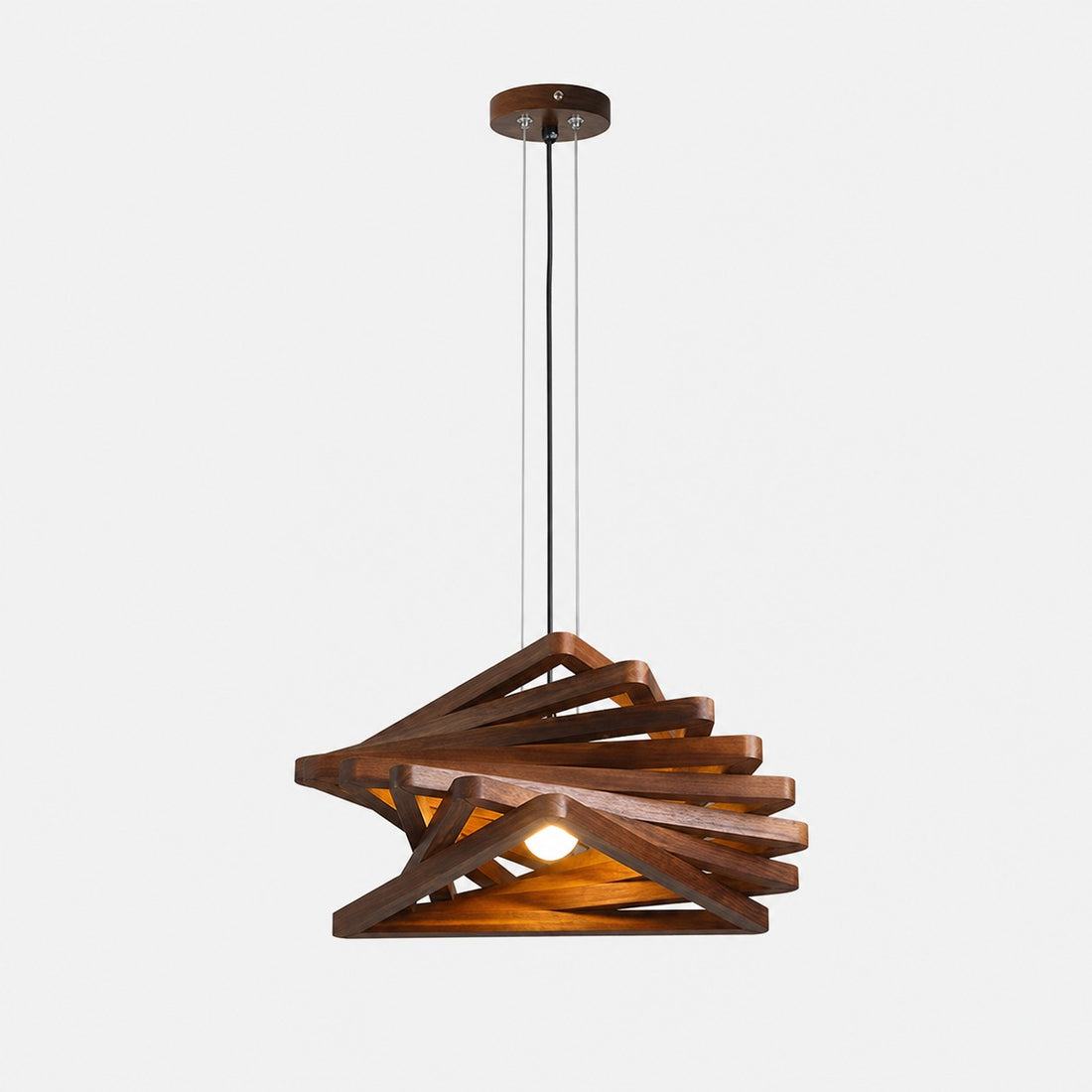 Walnut wood slatted pendant light