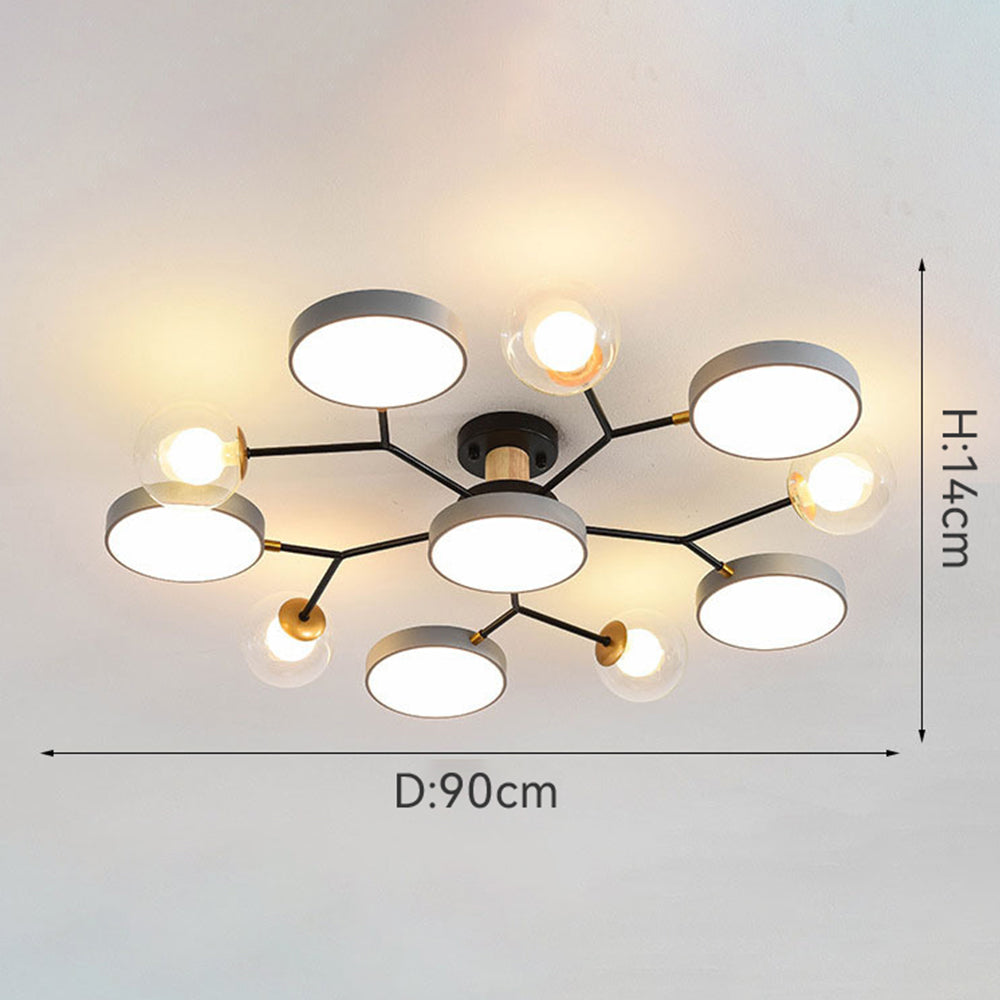 Branch LED Acrylic Ceiling Lamp - Creative Disc Design for Living Room