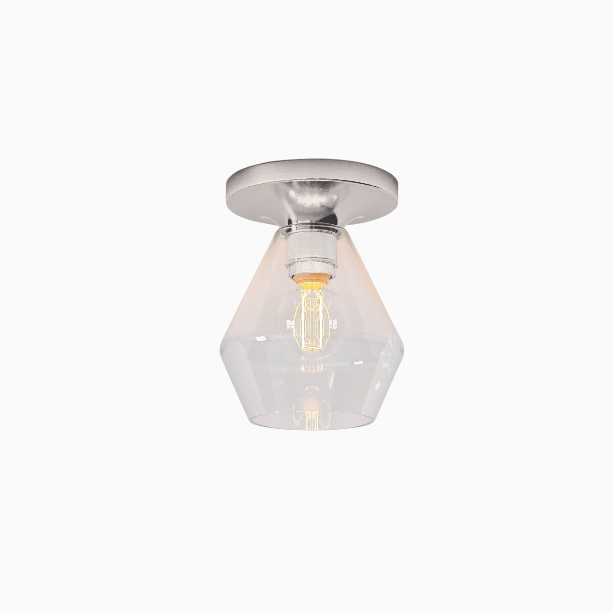 Merin Minimalist Sleek Geometric Glass Flushmount Light