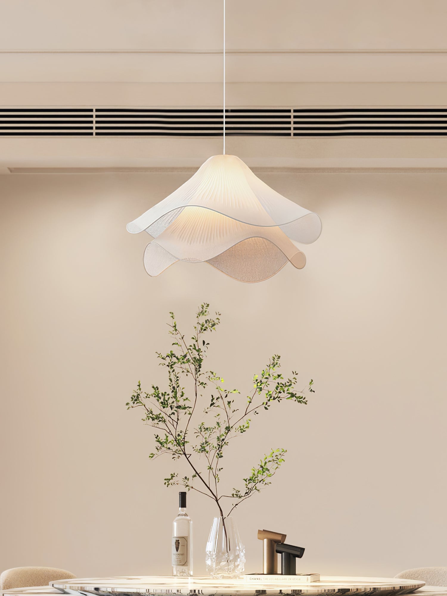 Ethereal Bloom French Floral Pleated Fabric Pendant Light
