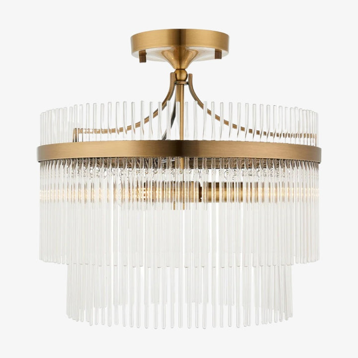 RibGlow Antique Brass 3-Light Ceiling Light with Clear Glass - Hallway or Bedroom