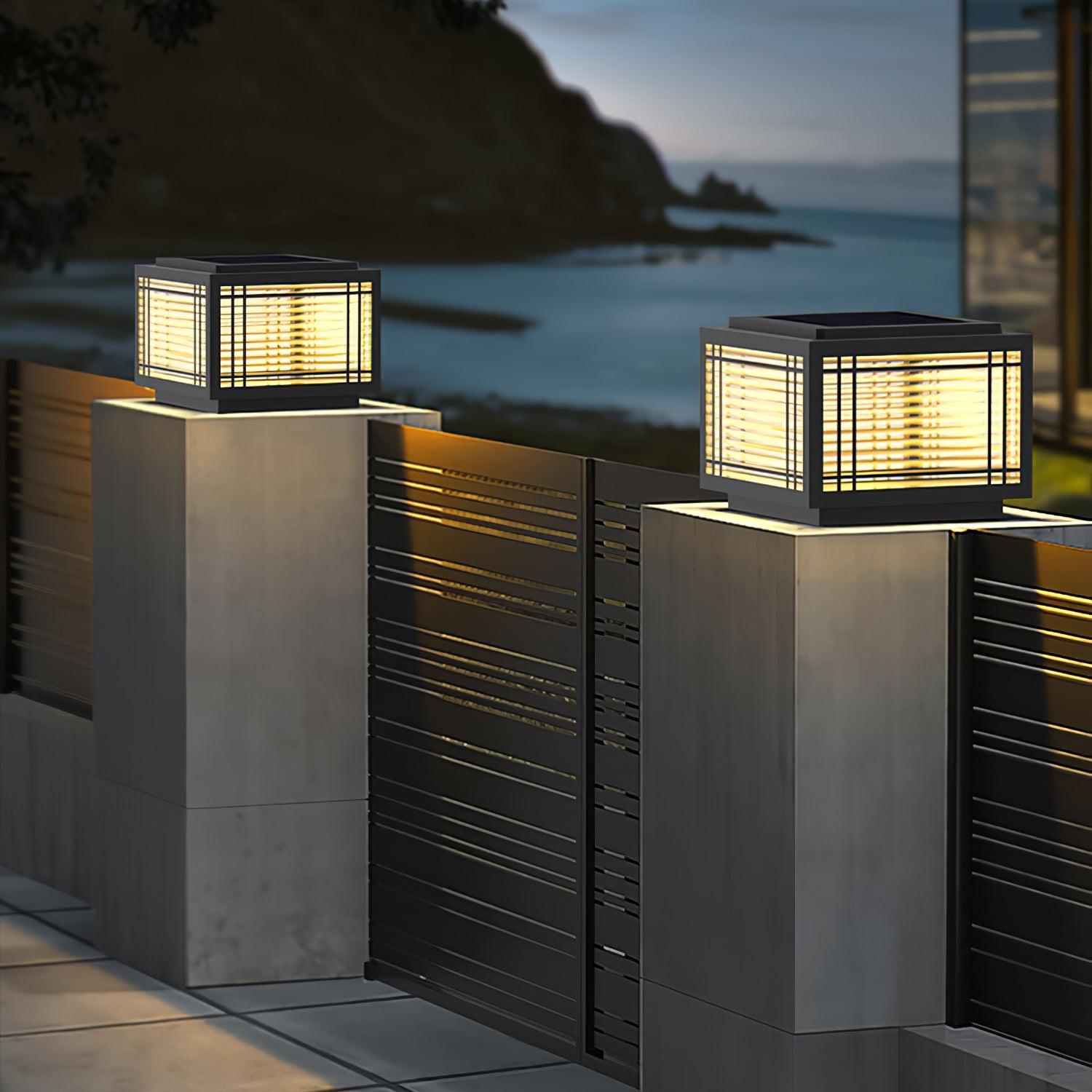 Outdoor Post Light - Solar Stainless Steel Lamp for Deck & Garden Use