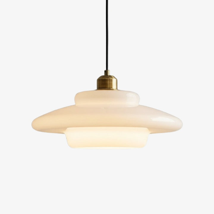 Opalisse Milk Glass Dome Pendant Lamp - Art Deco Pendant Light for Dining Room