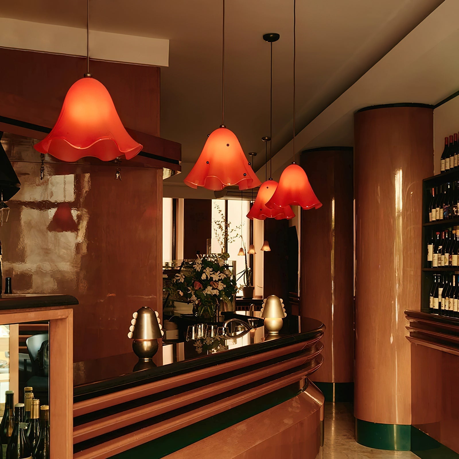 Bellina Kunstvolle Glas-Pendelleuchte – Moderne, von Blüten inspirierte Hänge-Deckenlampe