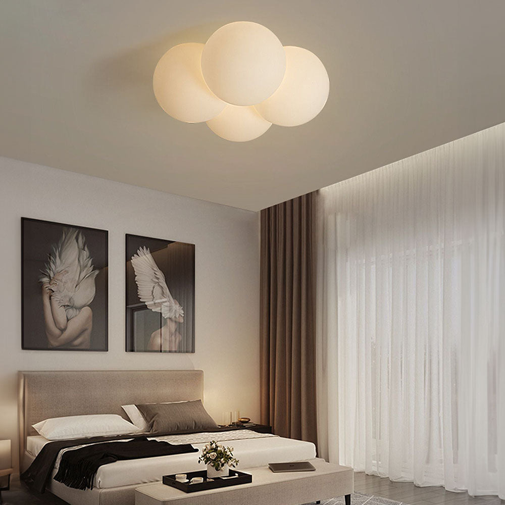 Nordic Cloud Ball Ceiling Light - Warm LED Glow for Cozy Bedroom