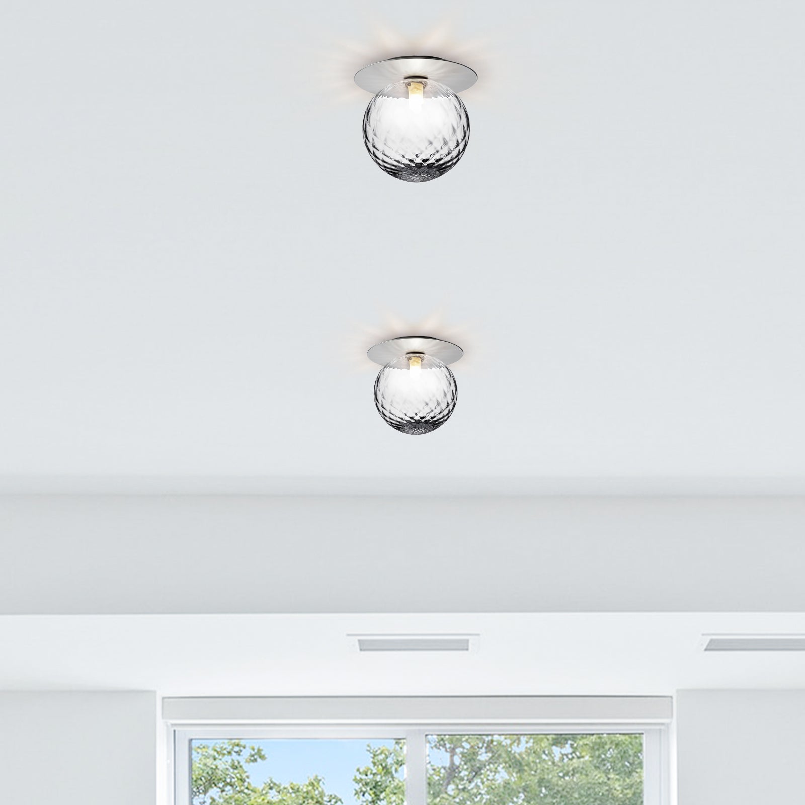 Glass Orb Ceiling Light - Modern Metal Ball Ceiling Lamp for Hallway