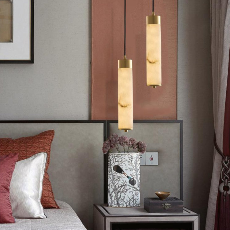 New Chinese Style Long Strip Whitehe Alabaster Pendant Lamp