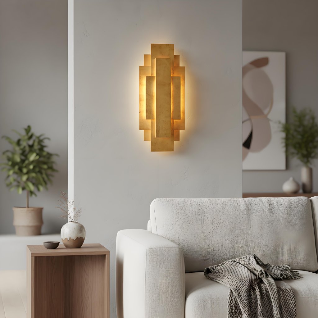 Rechteckige Wandleuchte Kelsar – Ausführungen in Gold und Silber für Wohnzimmer oder Schlafzimmer
