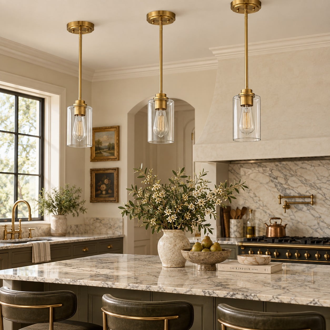 Modern Clear Glass Pendant Light for Kitchen Island and Foyer