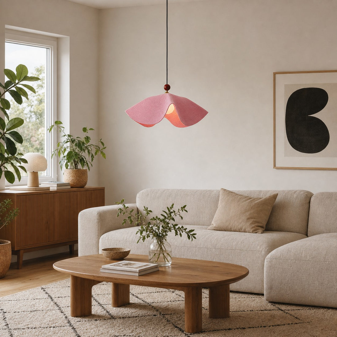 Sculptural Woven Fabric Pendant Lamp