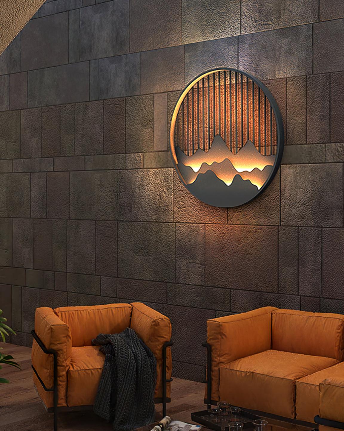 Mountain Outdoor Wall Lamp - Modern Circular Metal Light for Garden