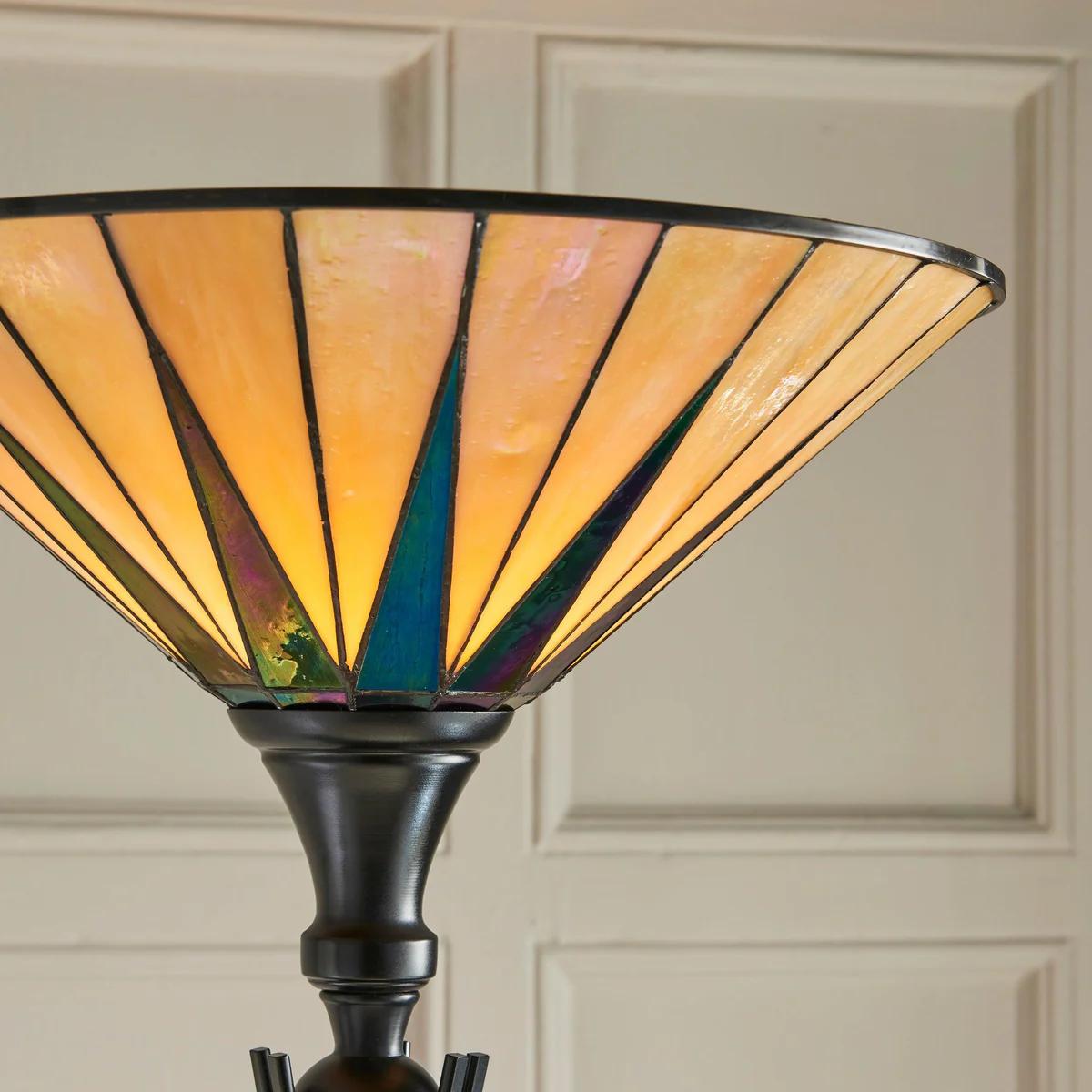 TF Dark Star Stained Glass Star Pattern Floor Lamp – Tiffany Style Uplighter for Living Rooms