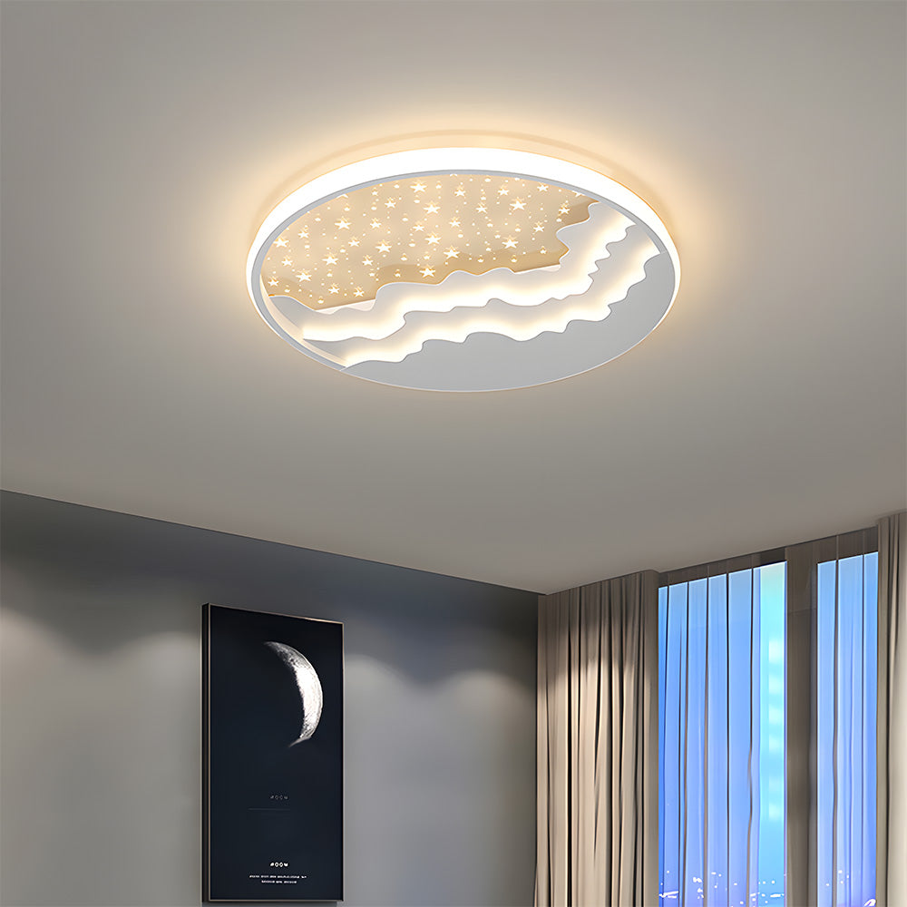 Creative White Iron Ceiling Light - Geometric Iron Fixture for Bedroom