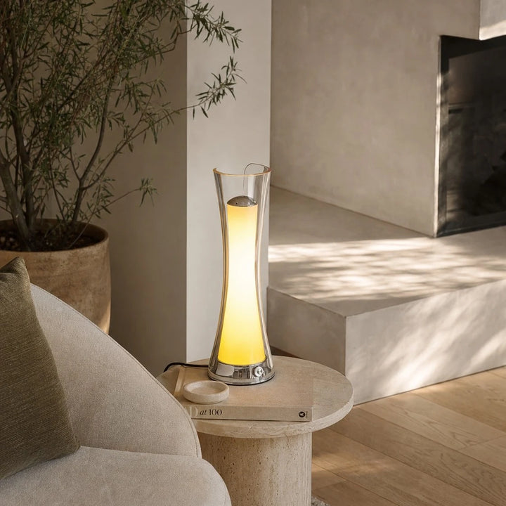 Soft gradient lamp on a side table