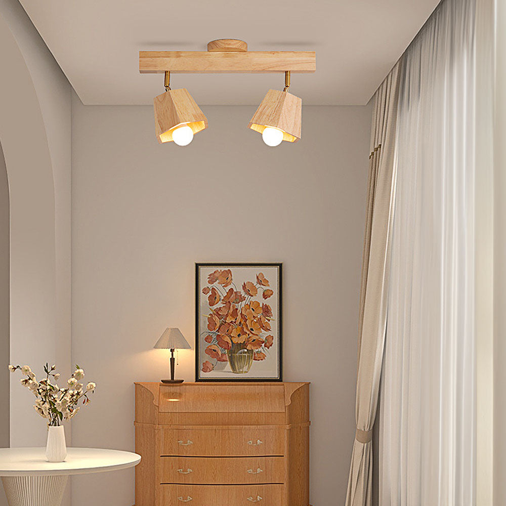 Adjustable Wood Ceiling Light - Polygons Track Light for Living Room