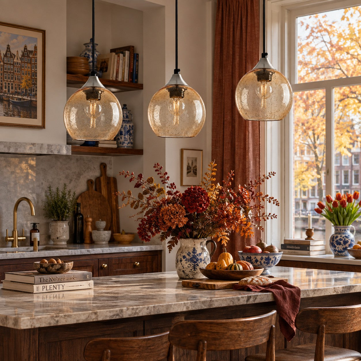 Bubble Glass Globe 3 - Light Single Pendant Light With Adjustable Cord