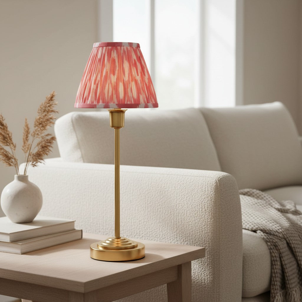 Bronzuno Patterned Fabric Table Lamp - Brass or Bronze Finish Modern-Bohemian Bedside & Living Space Light