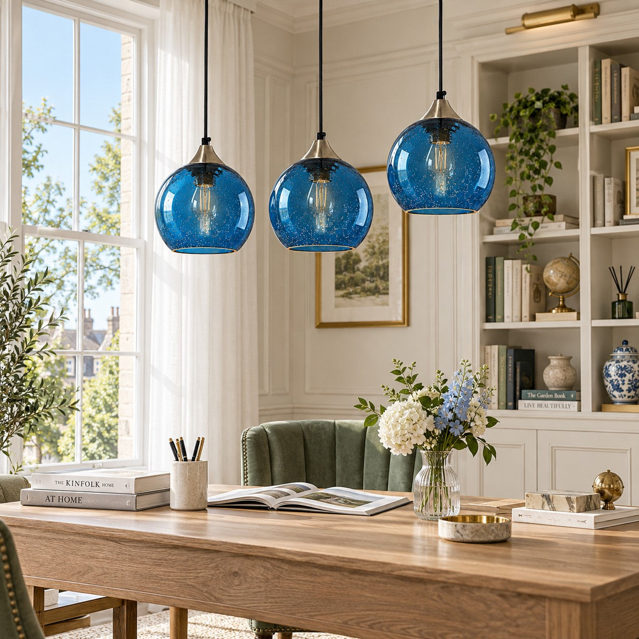 Bubble Glass Globe 3 - Light Single Pendant Light With Adjustable Cord