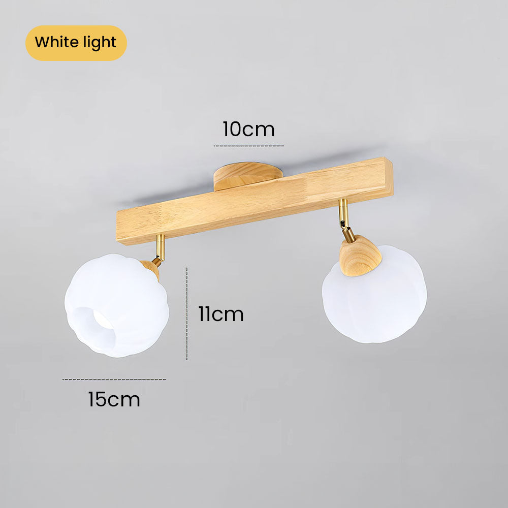 Cream Wood Track Light - Modern Ball Ceiling Light for Living Room