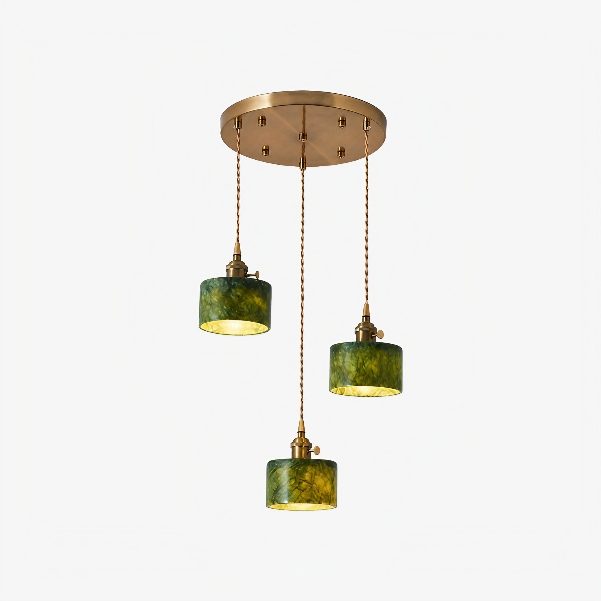 Green Jade 3-Light Cluster Pendant Light
