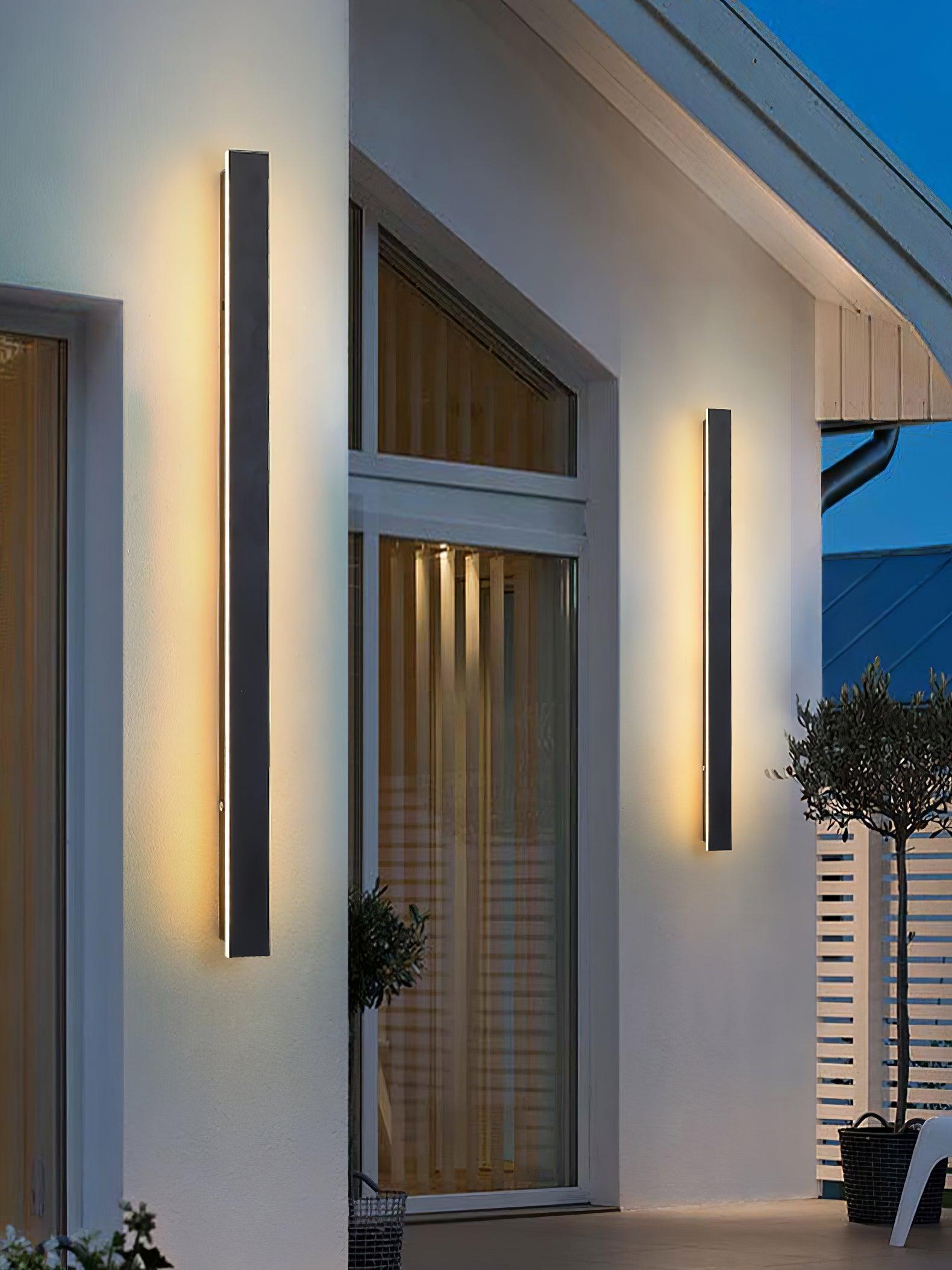 Long Strip Solar Outdoor Wall Sconce - LED Light for Front Porch